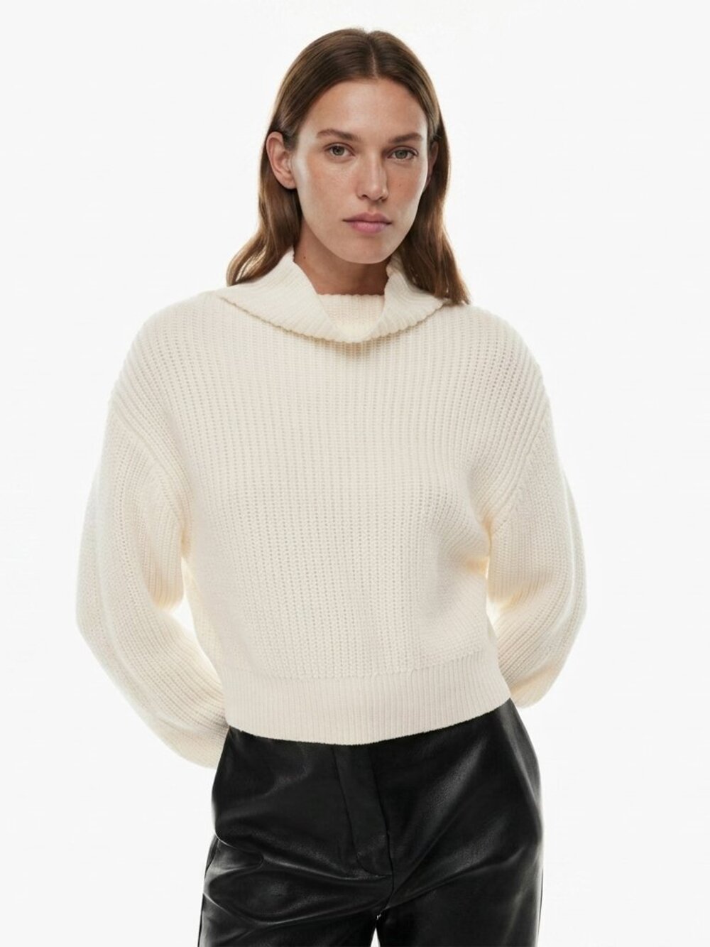 Aritzia Wilfred NWOT Montpellier Waist Turtleneck Merino Wool Crop Sweater Sz M